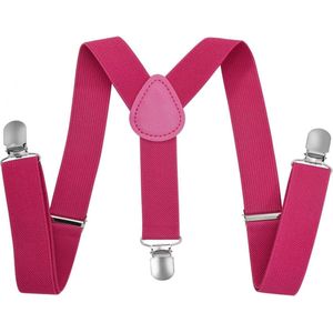 Fako Fashion® - Kinder Bretels - Effen - 65cm - Donkerroze