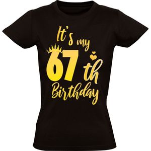 Happy Birthday Goud 67 jaar Dames T-shirt - verjaardag - cadeau - feest