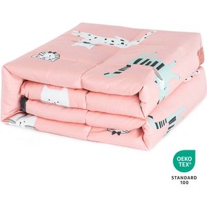 Sivio - Verzwaringsdeken Kind 1,3kg - 90 x 120cm - Zwaartedeken - OEKO-TEX Katoen - Weighted Blanket - Kind Beter slapen - Verzwaarde Deken - Katoen Roze kat