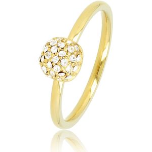 My Bendel Ring goudkleurig met witte zirkonia steentjes - Fijne ring met glasstenen, gemaakt van mooi blijvend edelstaal - Met luxe cadeauverpakking