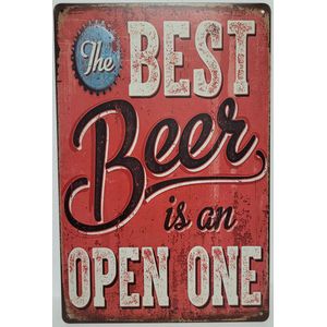 Best beer is an open one Reclamebord van metaal METALEN-WANDBORD - MUURPLAAT - VINTAGE - RETRO - HORECA- BORD-WANDDECORATIE -TEKSTBORD - DECORATIEBORD - RECLAMEPLAAT - WANDPLAAT - NOSTALGIE -CAFE- BAR -MANCAVE- KROEG- MAN CAVE