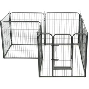 Prolenta Premium - Hondenren met 8 panelen 80x80 cm staal zwart