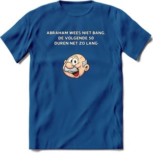 Abraham wees niet bang T-Shirt | Grappig Abraham 50 Jaar Verjaardag Kleding Cadeau | Dames – Heren - Donker Blauw - M