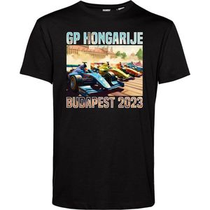 T-shirt Print GP Hongarije Budapest 2023 | Formule 1 fan | Max Verstappen / Red Bull racing supporter | Zwart | maat XS