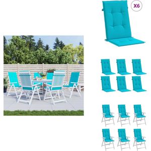 vidaXL Kussen - Kussens - Zitkussen - Stoelkussen - Stoelkussens hoge rugleuning 6 st stof turquoise