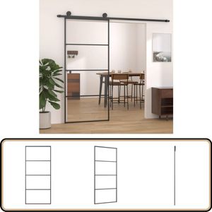 vidaXL Schuifdeur - 90x205 cm - Aluminium & ESG-glas Schuifdeur - Aluminium Deur - ESG-glas - Zwarte Deur - Binnendeur