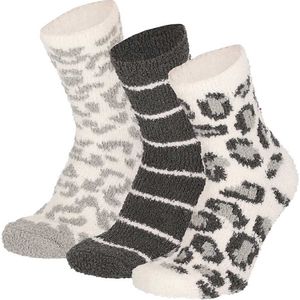 Apollo-sokken | Bedsokken dames | Grijs | 3-Pak | One Size | Slaapsokken | Fluffy sokken | Warme sokken