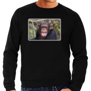 Dieren sweater apen foto - zwart - heren - Chimpansee aap cadeau trui - Afrikaanse dieren kleding / sweat shirt S