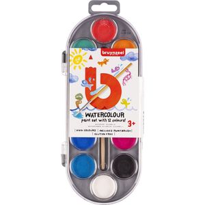 Bruynzeel Kids Waterverf Set van 12 Kleuren met Penseel