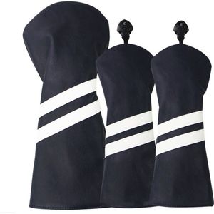 Golf Club Headcover Double-Stripe Donker Blauw- Headcovers-Golf Spullen- Driver, Hybride, Fairway wood
