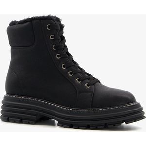 Blue Box dames veterboots met teddy voering - Zwart - Maat 42