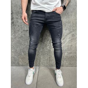 Mannen Stretchy Ripped Skinny Jeans Vernietigd Hole Slim Fit Denim Hoge Kwaliteit Jeans-W34