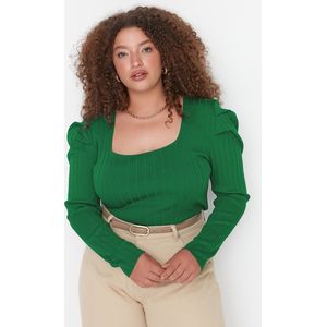 Trendyol Vrouwen Ballon mouw lichaamskegel Groene gebreide blouse