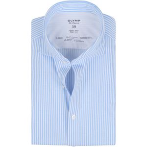OLYMP Level 5 body fit overhemd 24/7 - lichtblauw met wit gestreept tricot - Strijkvriendelijk - Boordmaat: 42