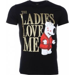 T-shirt - The Ladies Love Me Print - Zwart