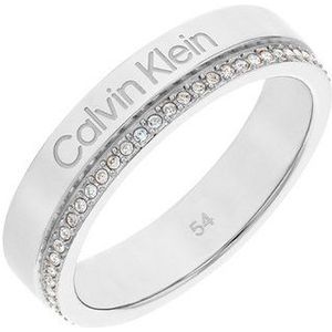 Calvin Klein CJ35000200C Dames Ring - Minimalistische ring - Sieraad - Staal - Zilver - 4 mm breed