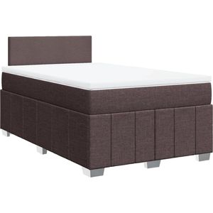 vidaXL - Boxspring - met - matras - stof - donkerbruin - 120x200 - cm