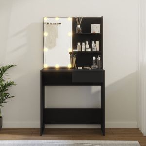 LBB Kaptafel met spiegel en verlichting - Make up tafel - Make up - Toilettafel -Met lades - 74,5 x 40 x 141 cm - Zwart