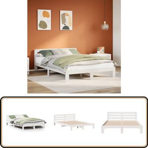 vidaXL Bedframe zonder matras massief grenenhout wit 140x200 cm