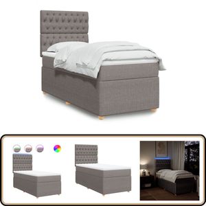 vidaXL Boxspring met matras stof taupe 80x200 cm