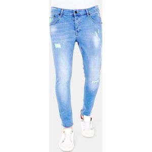 Exclusieve Lichtblauwe Jeans met Gaten Heren - 1024- Blauw