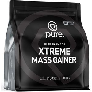 PURE Xtreme Mass Gainer - aardbei - 3000gr - eiwitten - weight gainer - koolhydraten
