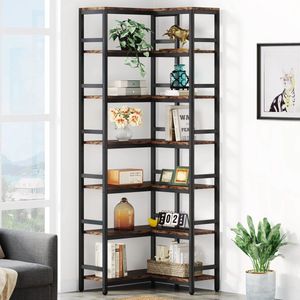 SureDeal® - Hoekkast - Huiskamer - Design - Boekenkast - Zwart - 60x24x200 cm - Kast - Design Kast - Binnen Kasten