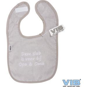 VIB® - Slabbetje Luxe velours - Deze slab is voor bij Opa en Oma (Grijs) - Babykleertjes - Baby cadeau