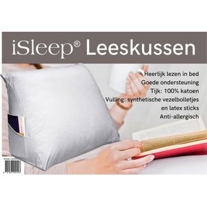 iSleep Leeskussen - Zitkussen - Leeskussen voor bed en bank - Inclusief Kussensloop - Wit