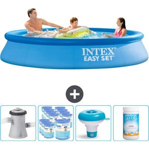 Intex Rond Opblaasbaar Easy Set Zwembad - 305 x 61 cm - Blauw - Inclusief Pomp Filters - Chloordrijver - Chloor
