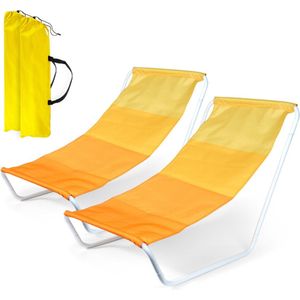 Strandstoel Opvouwbaar 2 stuks - Strandmat - Zonneligstoel - Ligstoel - Ligbed - Tuinstoel - Campingstoel