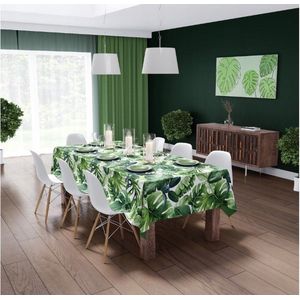 Tafelkleed maat 140 x 220 cm - groene bladeren - zeer elegant Materiaal: 70% katoen, 30% polyester Gewicht: 160 g/m2