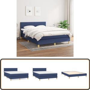 vidaXL Boxspring - 140x200 cm - Inclusief Matras - Blauw Boxspringbed - Boxsprings - Slaapkamerinrichting - Tweepersoonsbed - Pocketvering Matras