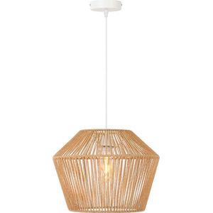 Light & Living Hanglamp Caspian - Bruin/Wit- Ø40cm - Landelijk - Hanglampen Eetkamer, Slaapkamer, Woonkamer