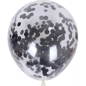 Confetti ballonnen transparant Zwart 10 stuks