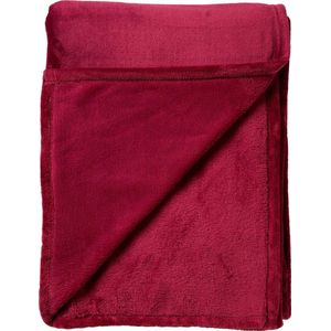 Dutch Decor - CHARLIE - Plaid 200x220 cm - extra grote fleece deken - effen kleur - Red Plum - donkerroze