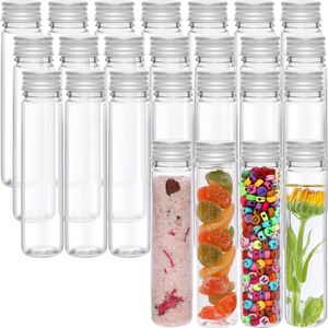 Kurtzy Helder Plastic Reageerbuisjes met Schroefdoppen & Schoonmaak Borstel (25Pak) – 110ml – Herbruikbaar Transparante Container Buisjes Voor Snoep Opslag, Feest, Vloeistof, Badzout, Kralen & Bloemen