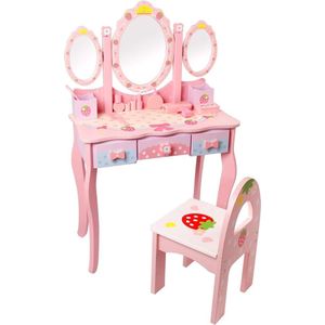 ApexArte® Kaptafel Kind - Make up Tafel voor Meisjes - Schminktafel - Roze