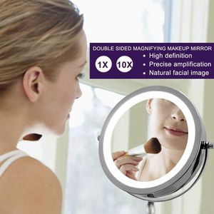 Cosmetische spiegel met licht - 10-voudige HD dubbelzijdige vergroting - 360 graden instelbaar - make-up spiegel LED