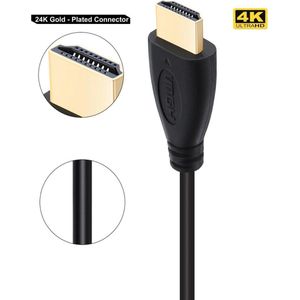 DrPhone Hi-Speed® HDMI naar HDMI kabel - 4K ULTRA HD - 2 Meter - 1.4 - 2.0 - Goud verguld - Zwart