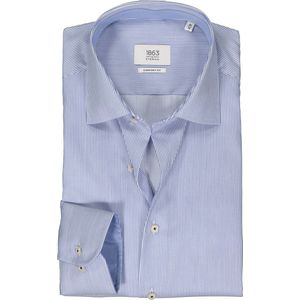 ETERNA comfort fit overhemd - twill - middenblauw gestreept (contrast) - Strijkvrij - Boordmaat: 40