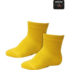Bonnie Doon Basic Sokken Baby Geel 0/4 maand - 2 paar - Unisex - Organisch Katoen - Jongens en Meisjes - Stay On Socks - Basis Sok - Zakt niet af - Gladde Naden - GOTS gecertificeerd - 2-pack - Multipack - Yellow - OL9344012.397