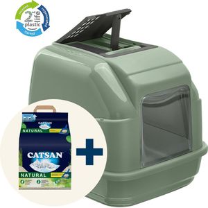 Imac Easy Cat - Kattenbak 2nd Life - Groen - Met Catsan Natural - 8 ltr