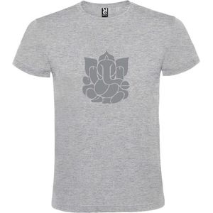 Grijs  T shirt met  print van de ""heilige Olifant Ganesha "" print Zilver size S