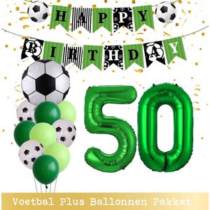 Cijfer Ballon 50 Jaar - Voetbal Ballonnen - Snoes - Pluspakket - set van 12 Sport Voetbalfan Voetbal Jongen/Meisje - Sportieve - Voetbal Vrouwen Mannen - Kinderfeestje - Verjaardag - Helium Ballon nummer 50