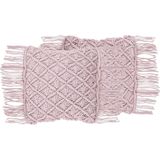 YANIKLAR - Sierkussen set van 2 - Roze - 40 x 40 cm - Katoen