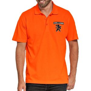 Oranje supporter poloshirt / polo shirt Holland met zwarte leeuw oranje heren - Koningsdag kleding/ shirts M