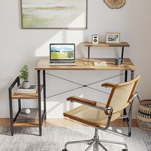 Laptoptafel, thuiskantoor, bureau, eenvoudige montage, metalen frame, 80 x 50 cm