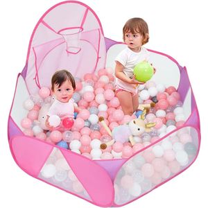Ballenbak voor kinderen, groot pop-up ballenbad, speeltent voor peuters, babybox met basketbalkorf en opbergtas, 120 cm, ballen niet inbegrepen
