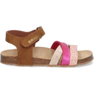 Braqeez Sammy Spain Meisjes Sandalen - Cognac/Roze - Leer - Klittenband